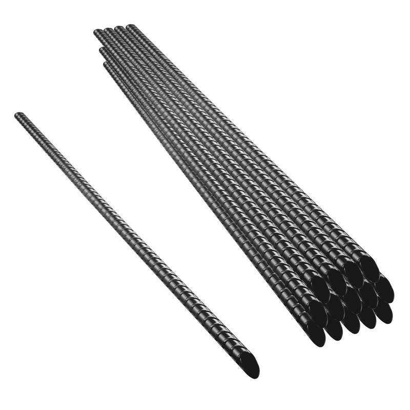 NHZ 15â€ Ground Rebar Stakes (16pcs) Heavy Duty Hook Ground Anchors, Steel Plant Support Garden Stake with Chisel Point end, Hammer Through Hard Soil for Camping Tent - Black Powder Coated (16) - Image 1